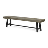 Outdoor Acacia Wood Patio Bench,Grey/Rustic Metal
