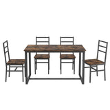 Five-piece set table and chair with backrest, industrial style, solid structure