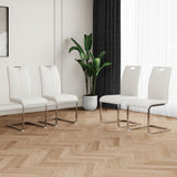Modern Dining Chairs with Faux Leather Padded Seat Dining Living Room Chairs Upholstered Chair with Chrome Metal Legs Design for Kitchen, Living, Bedroom, Dining Room Side Chairs Set of 4