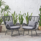 Tapscott Wicker Patio Chair with Cushions (Set of 2)