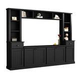 Minimalist Entertainment Wall Unit Set with Bridge for TVs Up to 75'', Ample Storage Space TV Stand with Adjustable Shelves, Modernist Large Media Console for Living Room, Black(NEW SKU: N721S000061B)