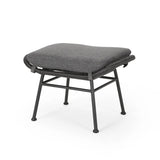 Montana Faux Rattan Outdoor Patio Ottoman with Cushion (Set of 2)