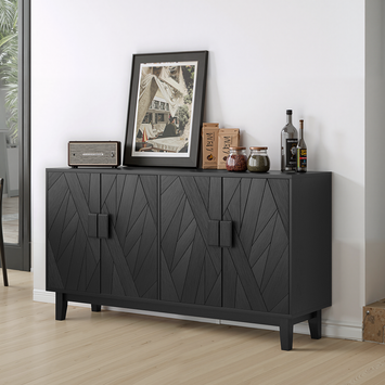 Modern style buffet cabinet, Storage side cabinet buffet cabinet, Medieval modern multifunctional decorative cabinet suitable for living room, dining room, entrance, corridor, kitchen, black