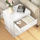 (Set of 2)End Table with Fast USB C Charging Station, Sofa Side Table with 3Drawers, Large Storage Modern Wood Storage Cabinet for Living Room,Bedroom,Office, White