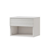 set of 2 nightstand with Stylish Wall-Mounted Cabinet - Dustproof Drawer + Open Area, 3-Stage Rails, Carved Design, Anti-Wobble, DIY-Matchable, Multi-Scene