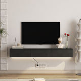 Floating TV Stand Wall Mounted with 16 Color LEDs,67" Modern TV Stand, Floating TV Cabinet Entertainment Center for 55 60 65 Inch TV,Black