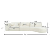 140" Modern Curved Sectional Sofa with High-Density Fully Compressed Sponge and Chaise Lounge, 3-Piece Set, Fully Assembled Right Hand Facing, Perfect for Living Room, Lounge