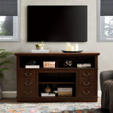 Retro TV Stand with Storage for TVs up to 65'', Mid Century Modern TV Stand & Entertainment Center with Shelf,TV Stand for Media,TV Console Table for Living Room Espresso 60"W*15.75"D*34.25"H
