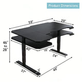 L-Shaped 59" Height Adjustable Electric Standing Desk, Sit and Stand Up Computer Desk For Home Office Black