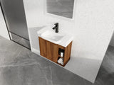 24'' Wall-Mounted Bathroom Vanity with White Ceramic Sink & Soft-Close Door, KD-Packing