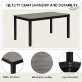 6-Piece Dining Table Set with Bench and Chairs, Dining Table Set for 6 with Bench, Wooden Dining Table Set for Kitchen, Dining Room, Light Grey & Black Two Tone
