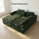 108-inch high-resilience boneless sponge sofa with 30 density, double-layer cloud-like cushions, multiple combination options, no installation required / Green