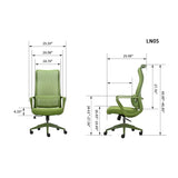 Ergonomic Colorful Office Chair 500lb (About 226.8kg) Home Office Mesh Breathable High Back, With Adjustable Lumbar Support Computer Chair, Integrated Molded Foam Seat Cushion, Fireproof (Green)