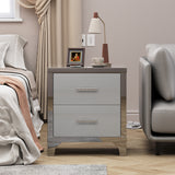 High Gloss Mirrored Nightstand with 2 Drawers,Modern End Table with Drawers,Mirrored High Gloss Wood Nightstand Metal Handle Bedside End Table for Bedroom, Dorm,Living Room,White