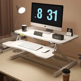 32 Inch Desk Converter, Height Adjustable Sit to Stand Riser, Dual Monitor and Laptop Workstation with Wide Keyboard Tray, Standing Computer Desk, WHITE
