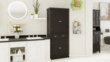 71" Kitchen Pantry Storage Cabinet , with 4 Doors, Drawer, 2 Adjustable Shelves, Freestanding Cupboard for Dining Room Living Room, Laundry-Black