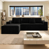 104.3*68.9"Modular sectional sofa seat,Upholstered compressed couch for living room,Bedroom,Apartment,No assembly required,2PC free combination,Plush corduroy fabric,BLACK