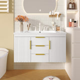 36'' Wall Mounted Bathroom Vanity with Resin Sink, Floating Bathroom Storage Cabinet with 2 Drawers, Solid Wood Bathroom Cabinet (Same as N710S236003B)