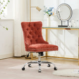 A&A Furniture Office Chair,Velvet Upholstered Tufted Button Home Office Chair with Golden Metal Base,Adjustable Desk Chair Swivel Office Chair (Gray)
