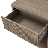 Night Stand Nightstand with Drawer Storage Fluted Bed Side Table End Table Large Modern Wide Bedside Stand Mid Century Night Stands for Bedroom Living Room Sofa Couch Home Office, Grey Alder