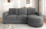 Modern Sectional Sofa 84.6" L-shaped Sofa Couch with a Curved Chaise Lounge, USB Ports and Side Storage Pockets for Living Room, Blue