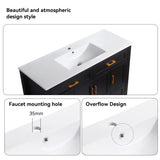 48" Black Bathroom Vanity with Ceramic Sink Combo, Abundant Storage Cabinet -4 Soft close doors and 4 drawers
