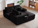 104" Cloud Sectional Sofa with L-Shape Chaise and Side Pockets , Modern Modular Design, Deep Seating, Upholstered Couch for Living Room/Bedroom, No Assembly Required (Plush Fabric), Black, Left-facing