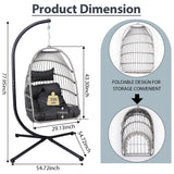 Outdoor Egg Hanging Chair with Stand, Patio Wicker Swing Egg Chair Indoor Swinging Chair Outdoor Hammock Egg Chair