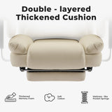 Office Chair Ergonomic 200 kg PU Leather Computer Chair with Lumbar Support and High Backrest, Ergonomic Desk Chair with Liftable Headrest, Beige