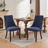 Rayon Cloth Flocking Linen Dining Chairs Channel Kitchen Dinner Chair Comfy Fabric Upholstered Accent Chair for Dining Room with Curved Solid Wood Legs,Set of 2 (Beige), SW1847BG