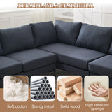 106" W Sectional L Shaped Sofa Couch Set for Living Room, Convertible Oversized 6-Seat Corner Sofa Sets with 2 Pillows, Modern Linen Sofas with Metal Legs for Living Room Apartment