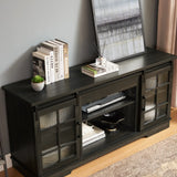 Multipurpose Sliding Door TV Stand Large Storage Cabinet with 2 Sliding Fluted Glass Tempered Doors, TV Up to 65'', TV Desk Storage Rack, Charcoal GREY, 59.13"W*15.94"D*27.8"H