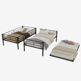 Heavy-duty Sturdy Meta Twin over Twin Bunk Bed/l/ Noise Reduced/ Safety Guardrail/No Box Spring Needed,Black
