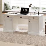 67" Modern Executive Desk,Computer Desk with 2 Wooden Doors Storage Cabinet and 3 Drawers, Rectangle Home Office Desk  ,Reading Desk,Writing Table,Workstation for Home Office,Living Room,Study,White