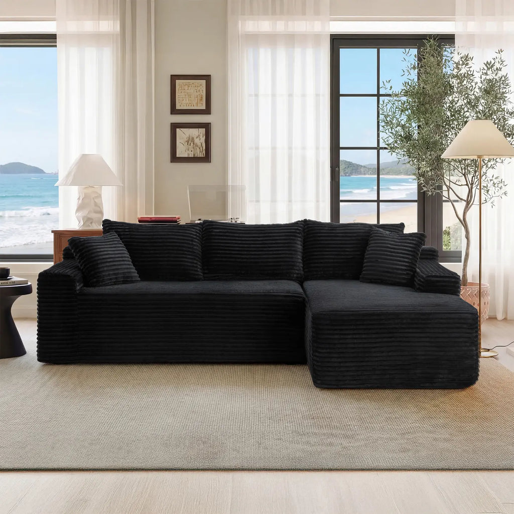 94.5" Cloud Modular Sectional Sofa Couch with L-Shape Chaise,Modern Minimalist Upholstered Couches for Living Room Bedroom,Deep Seat Corner Couch,No Assembly Required