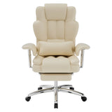 Office Chair, Big and Tall Executive Office Chair with Footrest, Leather Computer Chair, Ergonomic Reclining Chair High Back, Large Home Office Chair (Black)