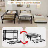 Heavy-duty Sturdy Meta Twin over Twin Bunk Bed/l/ Noise Reduced/ Safety Guardrail/No Box Spring Needed,Black
