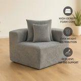 Modular L-Shaped Sectional Sofa, All-Foam Deep-Seat Couch in Plush Textured Chenille, Includes 5 Matching Pillows, Compressed Shipping, 111" W × 74" D × 23.6" H-Grey