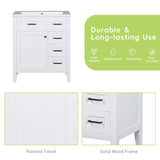 30" Bathroom Vanity without Sink, Cabinet Base Only, Bathroom Cabinet with Drawers, Solid Frame and MDF Board, White