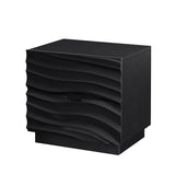 Solid Wood Nightstands Set of 2, Bedside Table with 2 Drawers, No Handles, Sofa End Table for Living Room, Bedrooms,Black