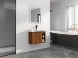28'' Wall-Mounted Bathroom Vanity with White Ceramic Sink & Soft-Close Door, KD-Packing