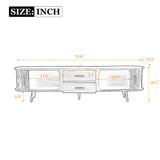 Mid-Century Modern TV Stand for 80" TV, Entertainment Center with Storage for Living Room, Bedroom, Media Console Table with 2 Drawers