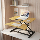 32 Inch Desk Converter, Height Adjustable Sit to Stand Riser, Dual Monitor and Laptop Workstation with Wide Keyboard Tray, Standing Computer Desk, WHITE
