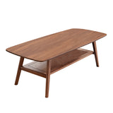 Center table Low Table 100% solid Oak Wood Top plate Desk Coffee table Width 100 x Depth 50 x Height 44 cm Study desk Work from home Easy to assemble Walnut Color Wood With Storage Shelf