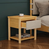 Wood Nightstand,Modern Nightstands with Drawer, Farmhouse Bedside Table for Bedroom Living Room ,MP2(set of 2) Natural&Beige Color