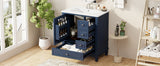 30" Bathroom Vanity with Sink, One Door with Shelf and Three Drawers, Soft Close Door, Black
