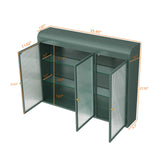 3 Door Arched Wall Mounted Glass Cabinets for Kitchen, Living Room and Bathroom(Dark green)