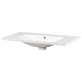 [Sink Only] 36x18" Rectangular 3 Hole Bathroom Resin Sink, Vanity Top Sink Only, Fits 4" Center Faucet, White (Faucet and cabinet not included)