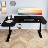 L-Shaped 59" Height Adjustable Electric Standing Desk, Sit and Stand Up Computer Desk For Home Office Black