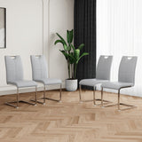 Modern Dining Chairs with Faux Leather Padded Seat Dining Living Room Chairs Upholstered Chair with Chrome Metal Legs Design for Kitchen, Living, Bedroom, Dining Room Side Chairs Set of 4